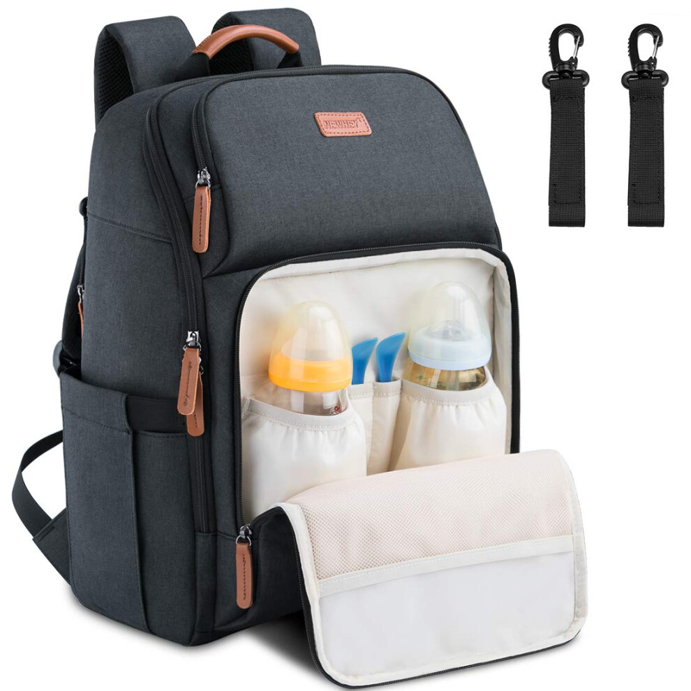 Newhey Baby Changing Bag Diaper Nappy Rucksack Backpack Multi-Function Water Resistant Travel For Mom And Dad Grey