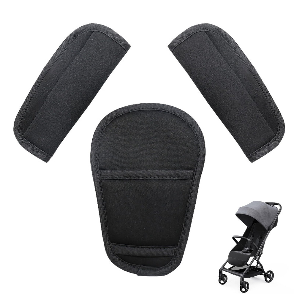 Krenie 3Pcs Baby Seat Belt Pad Set – Universal Soft Shoulder Strap Covers & Crotch Pad For Car Seat, Stroller, Pushchair – Skin-Friendly Harness C