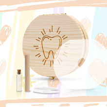 Aolso Wooden Tooth Keepsake Box Baby Teeth Fairy Storage Box for Chil
