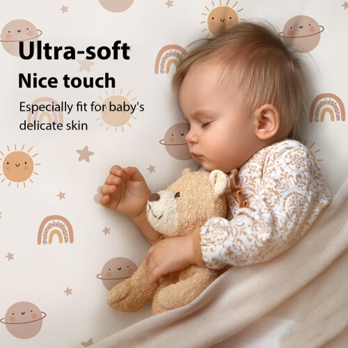 FIEMOL Cot Bed Sheets 140 x 70cm Fitted, 3 Pack Baby Cot Sheets, 1