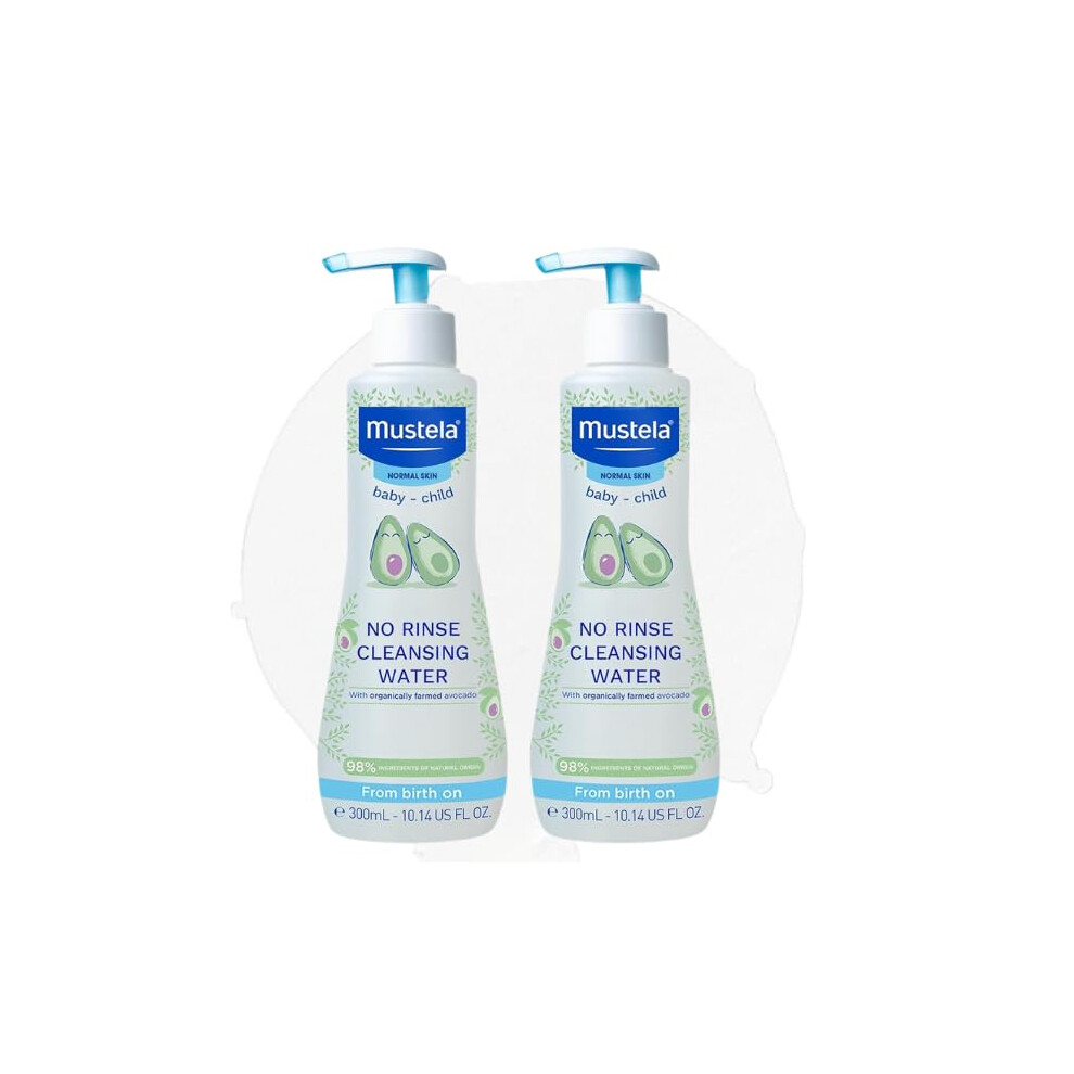 Mustela No Rinse Cleansing Water - Gentle Micellar Water For Baby's Delicate Skin - 98% Natural Ingredients With Aloe Vera, Avocado Perseose And Sapo