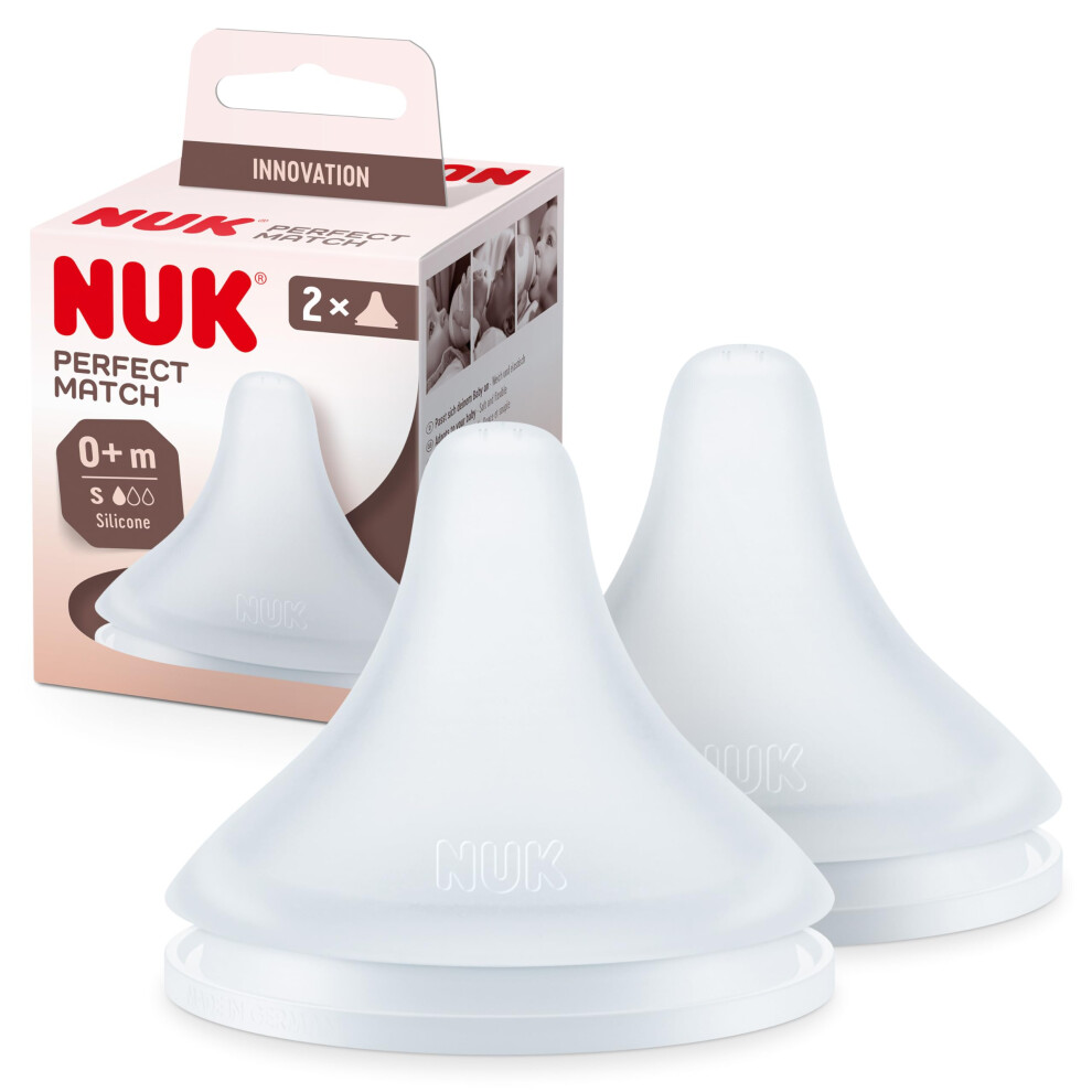 Nuk Perfect Match Baby Bottle Teats | 0+ Months | Adapts To Baby's Palate | Anti Colic Vent | Bpa-Free | Small Silicone Teat For Bottles | 2 Count