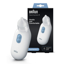Braun Nasal aspirator 1 - Mucus Remover - Blocked Nose Relief - Electric Suction Power - Two Suction Levels - 2 Nose Tip Sizes - Newborn, Baby, and C