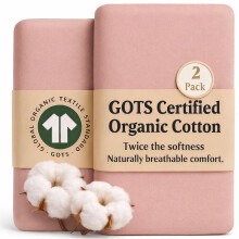Bunnyjik Organic Moses basket Sheets 4080 cm – Set of 2 Crib Sheets GOTS-Certified Organic Cotton, 200 GSM, Luxurious Fitted Mattress Sheets, Comp