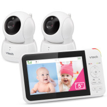 VTech VM924-2 Video Baby Monitor with 2 Cameras, Pan and Tilt, Baby Monitor with 5 inch LCD Screen, Up to 17 Hrs Battery Life, 1.33x Zoom, Night Visi