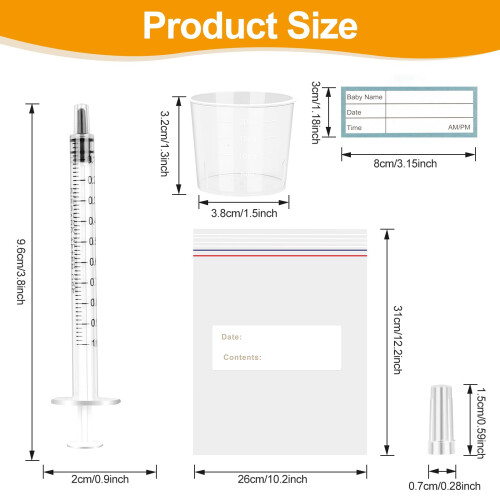 50 Pcs Colostrum Collection Kit, 1ml Syringe with Protective Cap 1