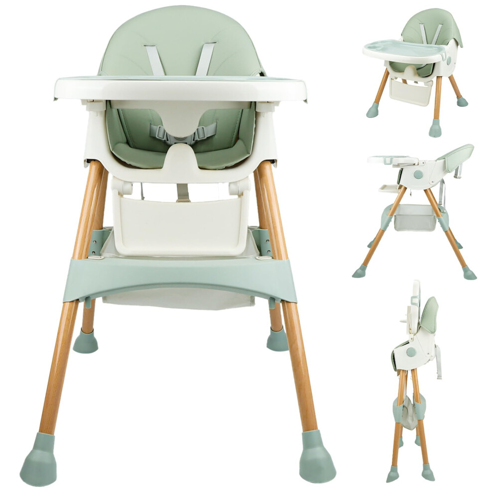 Baby High Chair Foldable Highchair, High Chairs For Babies And Toddlers Adjustable Height & Reclining Seat Detachable Double Tray, Ergonomic Feeding Momtend