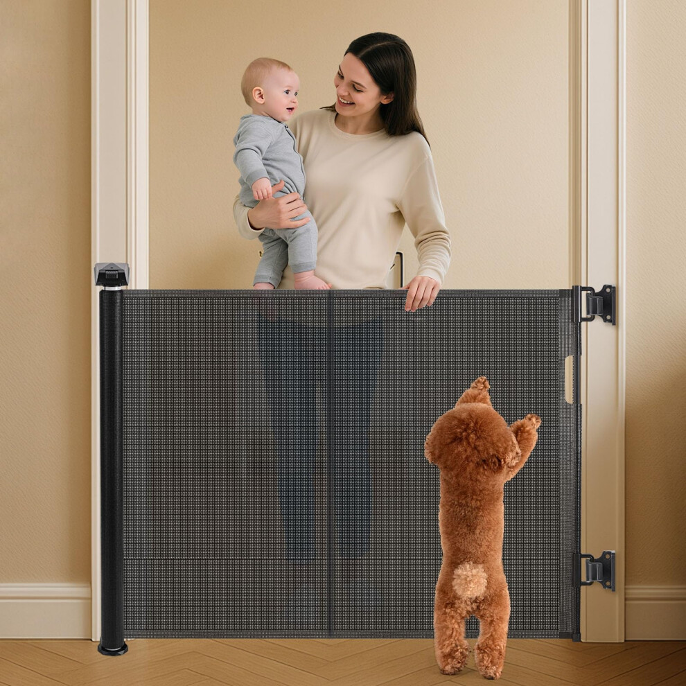 Retractable Stair Gate For Baby, Dog Gate Extends Up To 150Cm, 86Cm Tall, One Hand Operated Safety Baby Gate For Stairways & Hallways, Indoor & Outdo Wodondog