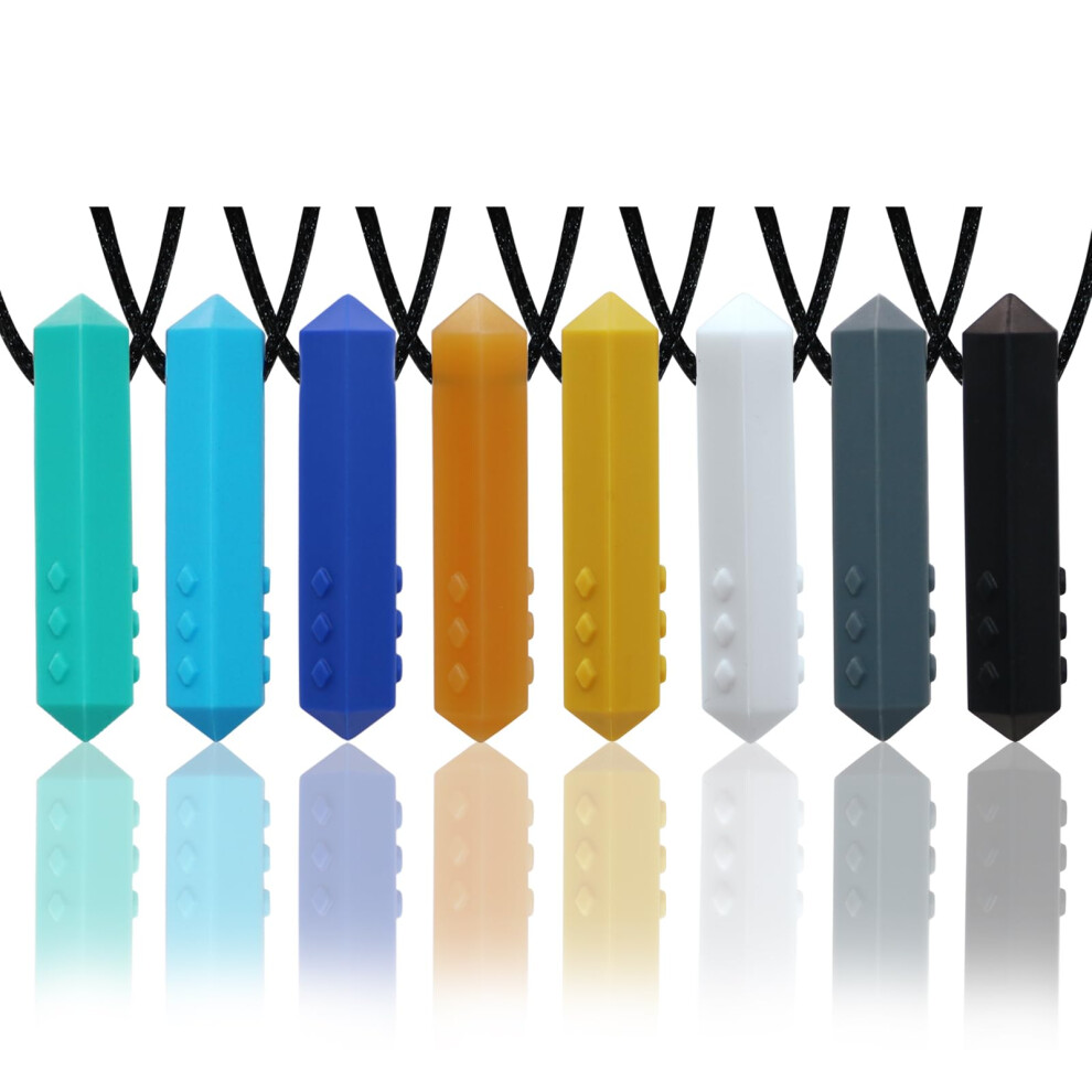 Sensory Chew Necklace Buddy 8 Pack, Diamond Shape Chew Toys For Autistic Children With Adhd, Spd, Biting, Silicone Teething Necklace Chewy Toys For A Hoaisun
