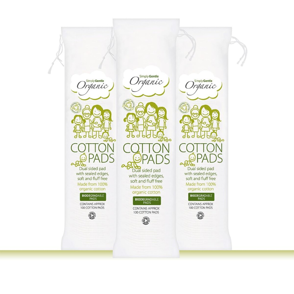 Simply Gentle Organic Cotton - Pack Of 100 Pads (Pack Of 3)