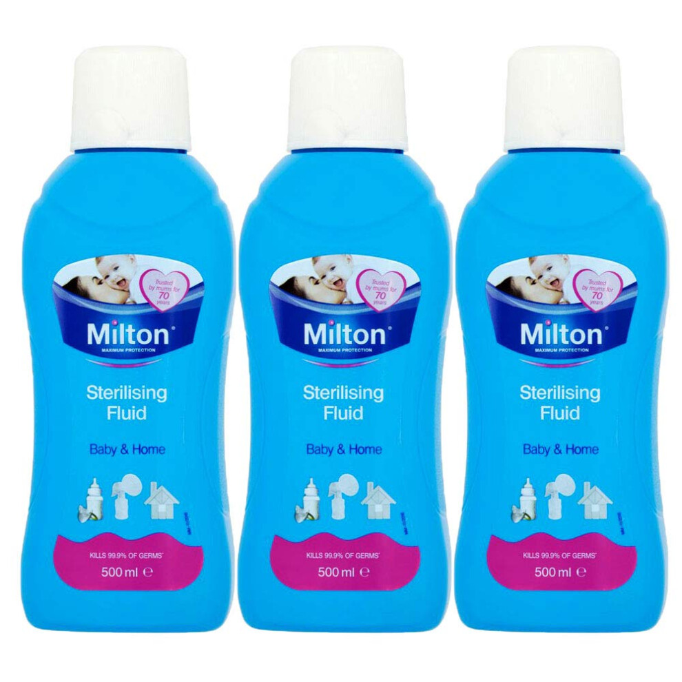 Krisp 3 X 500Ml Milton Sterilising Fluid Baby Bottles Teats Home Hygiene