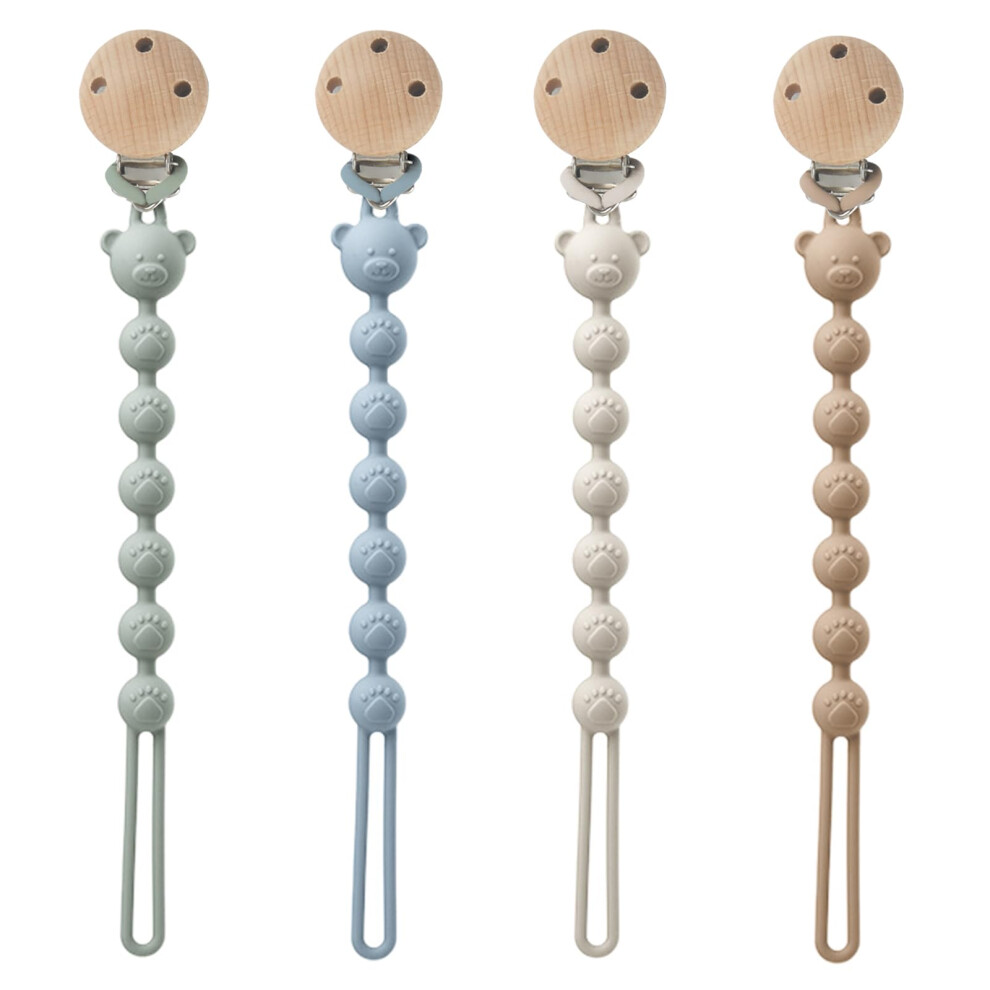 Aysyr 4 Pcs Dummy Clip Portable,Dummy Clip Boys Grils,Pacifier Clips Easy To Clean,Soother Clips And Teether 2-In-1 Design,Dummy Holder Bpa Free(Brow