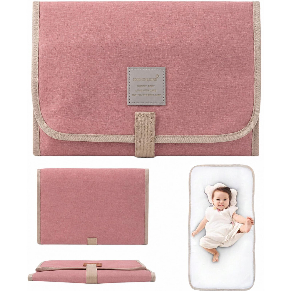 Peapin Baby Changing Mat, Travel Changing Mat, Foldable And Portable, Suitable For Travel, Family, And Outdoor Use (Pink)