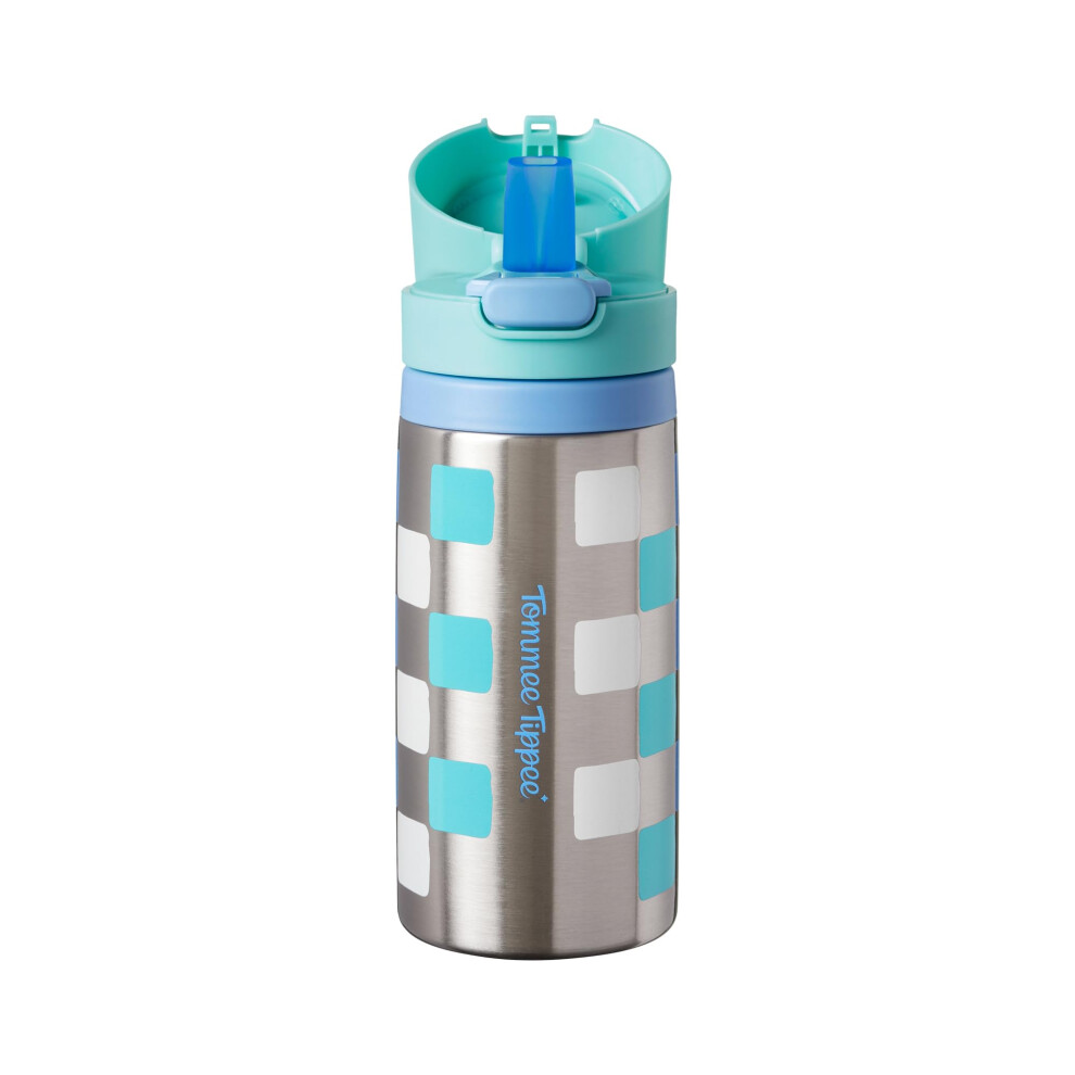 Tommee Tippee On The Go Stainless Steel Insulated Bottle Flask With Silicone Straw For Toddlers 355Ml, 18M+, Blue