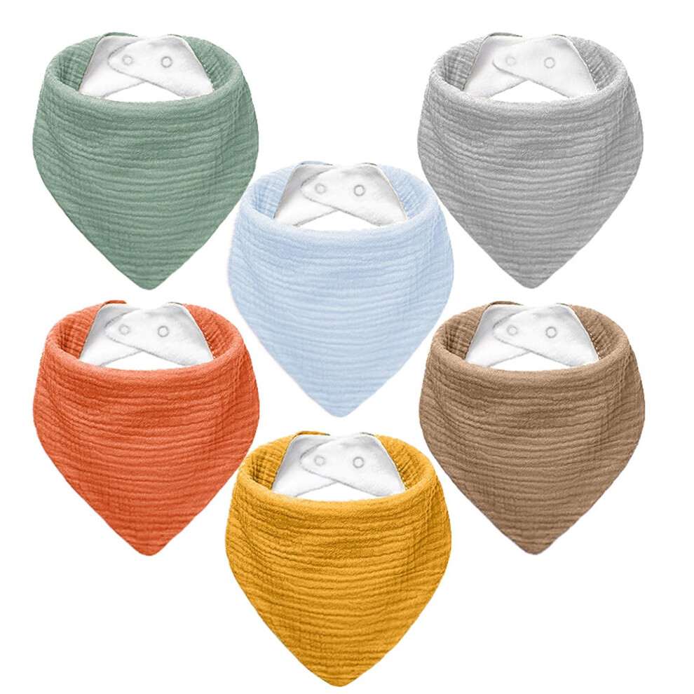 Nisxabebe Muslin Baby Bibs 6 Pack Dribble Bandana Bibs Cotton Drool Bibs For Teething Soft And Absorbent With Adjustable Snaps(Sunshine)
