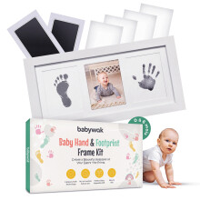 Baby Hand and Footprint Kit, Inkless Ink Pad with White Photo Frame –