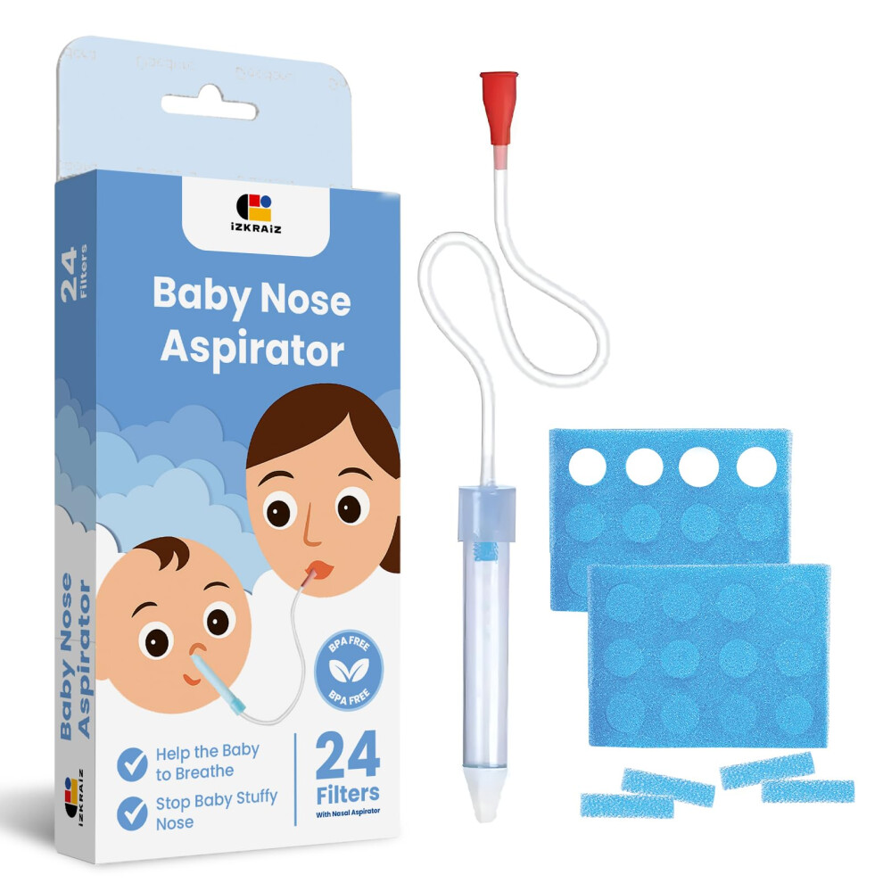 Izkraiz Baby Nasal Aspirator With 24 Filters Â Safe & Gentle Mucus Remover For Newborns & Infants Â Nose Cleaner For Babies Â Bpa-Free & Easy To Clean