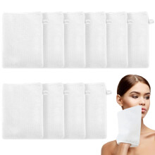 Qichan 10 Pcs Facial Mitts, 15 x 21cm Soft Bamboo Fiber Wash Mitts