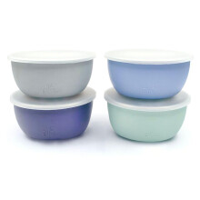 Elk and Friends Kids Stainless Steel Bowls with Silicone Sleeves + Lids | Suitable for Babies/Toddlers | Dishwasher Safe | Non Slip Dinnerware | Snac
