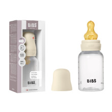 BIBS Baby Bottle 150 ml Natural Rubber Latex Teat - Anti-Colic, BPA-Free, Round Teat, Slow Flow, Lightweight & Easy to Clean, Suitable for Newborns 0