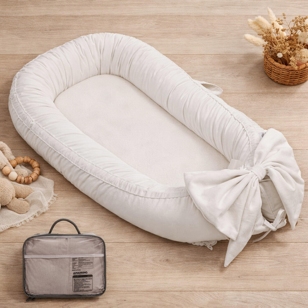 Baby Nest Pod For Newborn,Baby Sleep Pod Soft Breathable Napping Or Traveling For 0-12 Months,Travel & Baby Essentials For Newborn(White) White Eaq