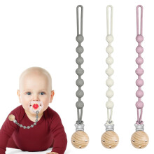 3 PCS Bibs Dummy Clip,Silicone Dummy Clip for Baby,Bib Dummy Clip, One Piece Pacifier Clips, Pacifer Chain Holder Set for Boys and Girls,Fits Most Pa