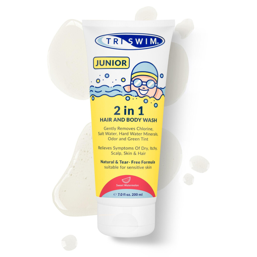 Triswim Junior After Swim Hair & Body Wash For Kids | Removes Chlorine, Salt And Pool Chemicals | Prevents Skin And Scalp Itching | Natural & Tear Fr