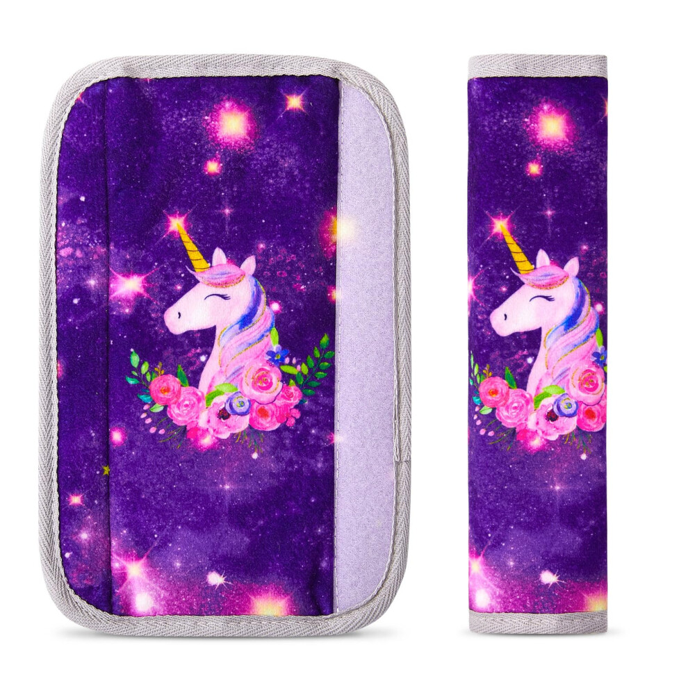 Mhjy Seat Belt Pads For Kids Seatbelt Strap Cover 2 Packs Unicorn Car Seat Belt Covers Soft Comfortable Harness Pad For Toddlers Girls Boys Children,