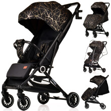 Lightweight Stroller, Baby Pushchair, Compact Travel Buggy, One Hand Foldable, Upgraded Wheels, Up to 22kg, All Seasons Stroller, Cabin Approved (Bla