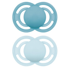MAM Perfect Soothers | 18-36 Months | Pack of 2 | Comes in Dummy Steriliser Box | Sustainable Materials | Baby Accessories | Blue/Cream (Various Desi