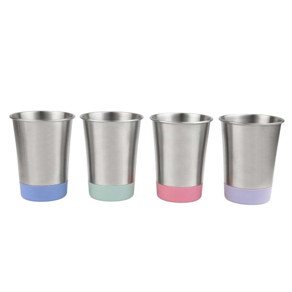 Elk And Friends Stainless Steel Kids + Toddler Drinking Cups | 12Oz Tumblers With Colored Base | Durable + Stackable | Travel, Camping + Outdoors | D