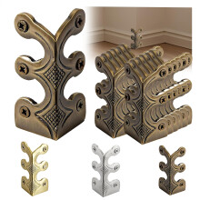 Skiffers Baseboard Corner Protectors, 12PCS Vintage Metal Corner Solid Brass Board Corner for Decorative Cover, Suitable for Living Room Bedroom and