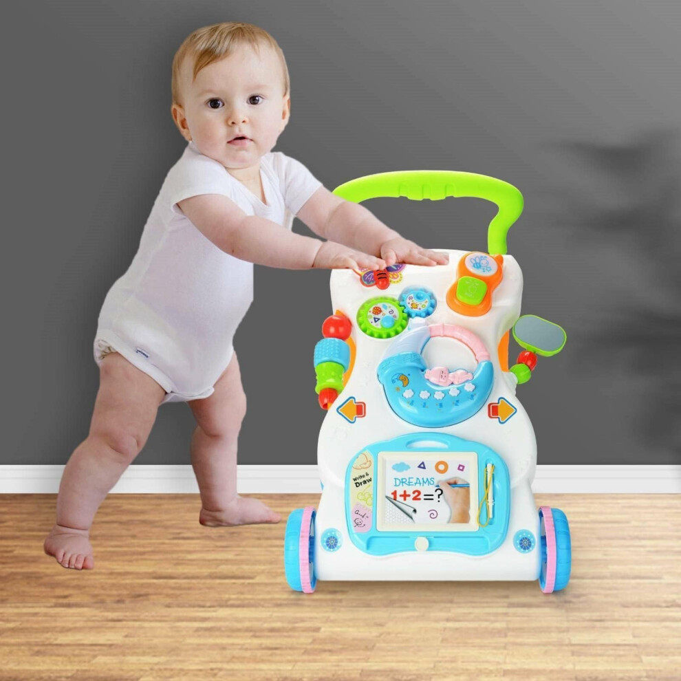 Ln Cozy Corner Multifunctional Baby Walker First Steps Push Along Activity Walker With Music Piano, Drawing Board, Telephone, Rattles & Mirror – Int