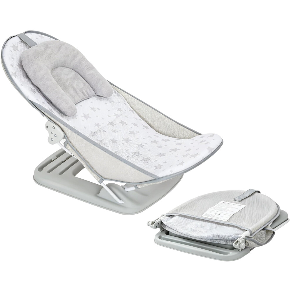 Ladida Grey Foldable Baby Bath Seat, Newborn Bath Seat With Adjustable Position, Collapsible Travel Bathtub For Infants 0-24 Months (286 Bather)