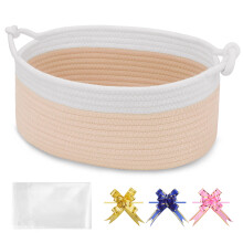 BOSROTY Baby Gift Baskets Empty with Handle, Small Woven Basket with Gift Bags and Ribbons, Decorative Organizer Box for Baby Pet Toy, 30.5 x 20 x 13