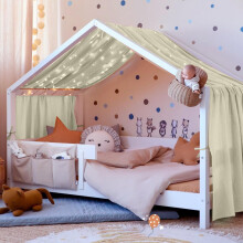 Vicloon Bed Canopy, Children Bed Canopy Nursery Decorations, House Bed Canopies Made of 100% Cotton Muslin Handmade, Decoration for Children's Room,