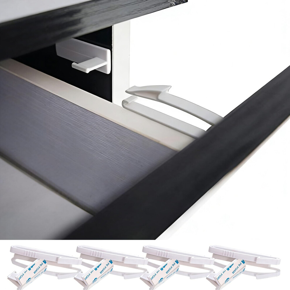 Child Locks For Drawers, Invisible Baby Safety Latches (4-Pack) - No Drill Baby Proofing Hidden Locks, Strong Adhesive, Check Fit Before Buying 5002016516488