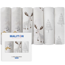 Maliton Muslin Cloths for Baby, 6 Pack 70x70CM Large Cotton Burp Cloths, Soft & Breathable Baby Muslins Pack, Muslin Squares Baby Essentials for Newb