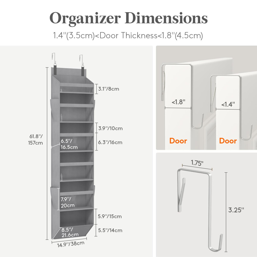 Lifewit Over The Door Storage Clear Hanging Organiser With 4 Side Pock