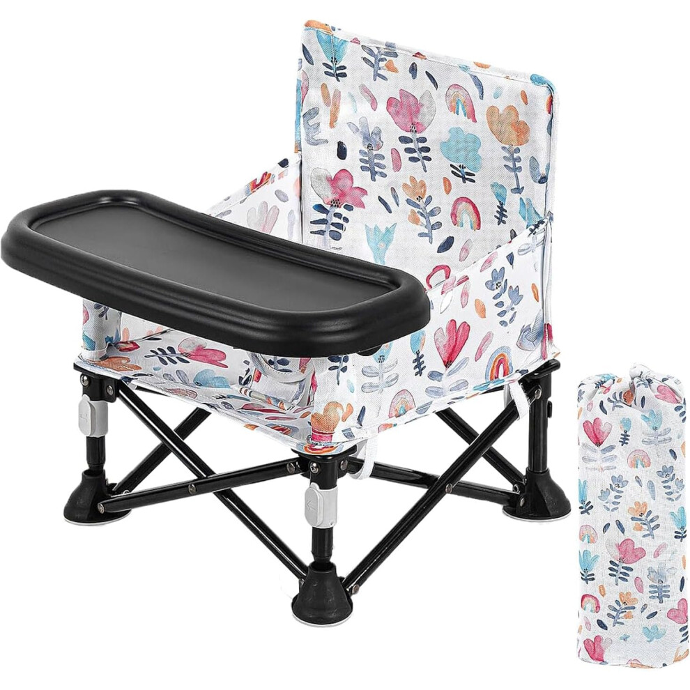 Portable Baby High Chair With Removable Tray - Foldable Travel Highchair With Travel Bag,Folding Booster Feeding Chair For Indoor Outdoor, Bea Ladida