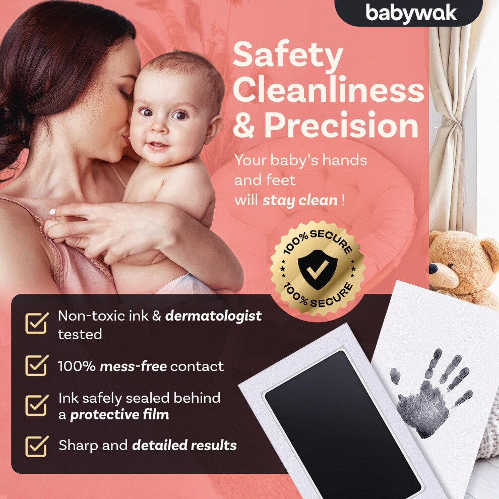 Babywak Baby Hand And Footprint Kit Inkless Ink Pad With White Photo Frame – N