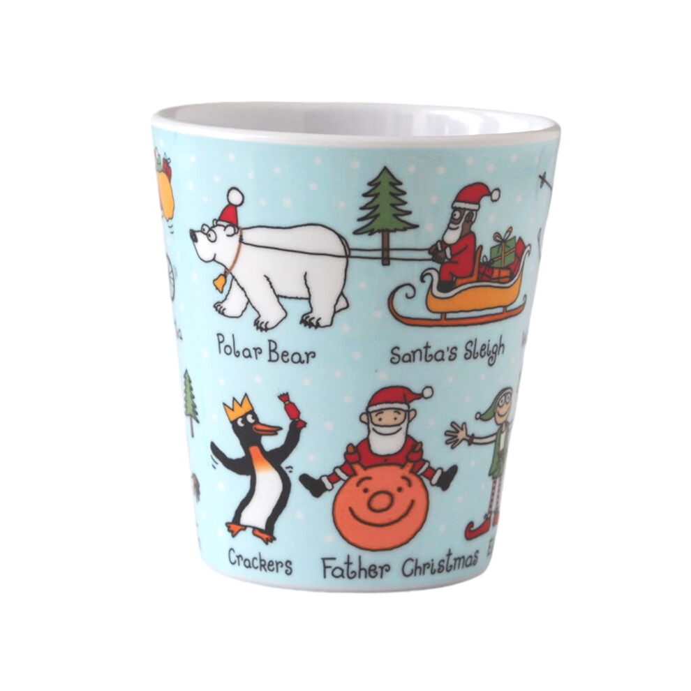 Kids Christmas Theme Printed Beaker In - Dishwasher Safe Children’s Drinking Cup Everyday Melamine Tableware - 8 X 7 Cm Blue Tyrrell Katz