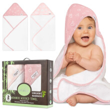 infancie Organic Cotton Hooded Baby Towel - Ultra Soft Bamboo Bath Towel for Infant and Baby, 75x 75 cm Quick-Dry and Hypoallergenic - Breathable and