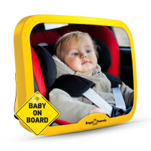 Royal Rascals Baby Car Mirror for Back Seat - Shatterproof Car Rear View Mirror w/360 Rotation, Adjustable Straps & Strong Mount, Essentials for New
