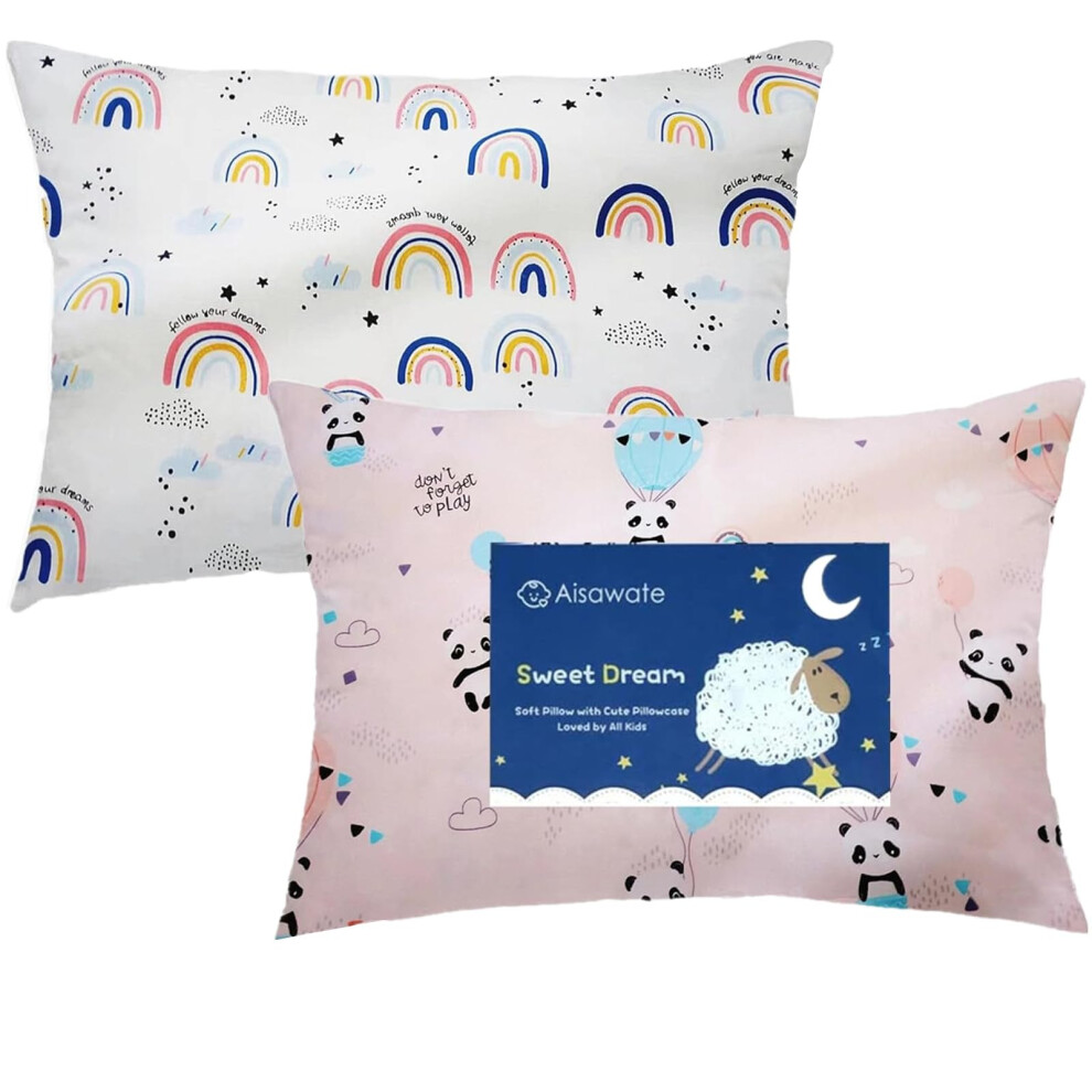 Aisawate Baby Toddler Pillowcase 2 Pack, Cot Bed Pillow Pair Cases 40 X 60Cm, 100% Cotton Soft Pillow Cover For Boys Girls Kids Bedding, Envelope Closure Mach
