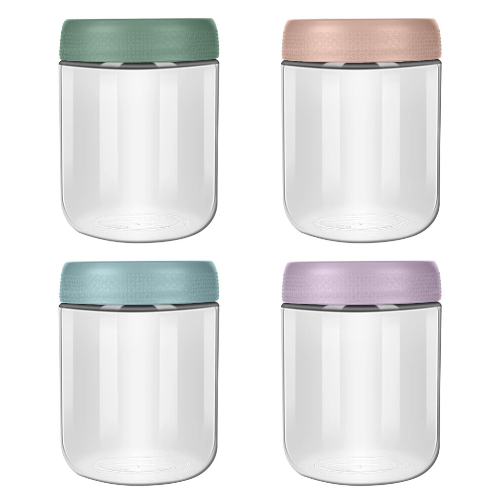 Food Storage Containers, 4-Pack Glass Food Containers, 480Ml Overnight Oats Container With Airtight Lids, Freezer & Microwave Oven, Perfect For Aolso