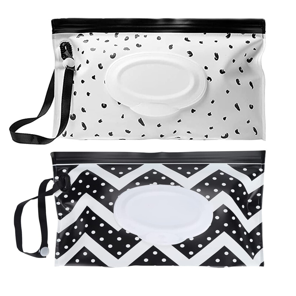 Laeeyin 2 Pcs Baby Wipes Dispenser Wet Wipes Bag For Babies, Wet Wipe Box, Reusable Wet Wipe Bag, Wet Wipes Container For On The Go, Home, Office (Two Colors