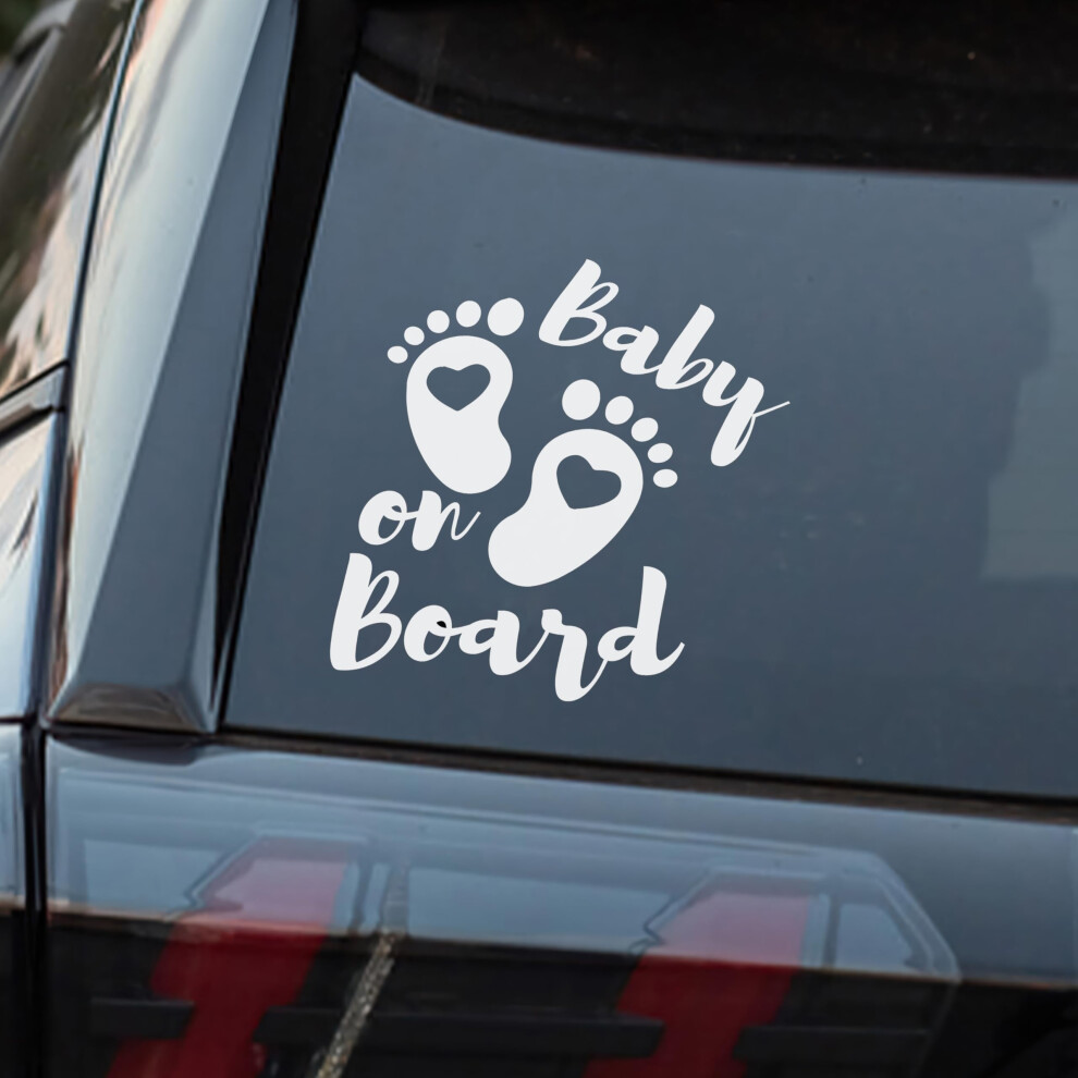Baby On Board Sign For Car, Baby Feets, High Visibility Window Sticker Badge, Easy Apply & Remove, Universal Safety Sign 5004345979293