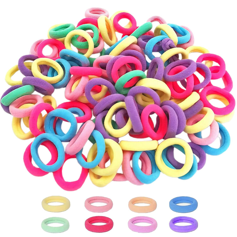 Yawyo 300 Pcs Colorful Baby Hair Bands, Cute Elastic Ponytail Holders 20Mm Toddler Hair Bobbles For Girls Kids Infants Toddler (Candy Color)
