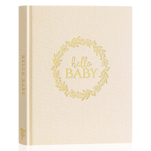 Lanpn Hello Baby Memory Book - Linen Cover First 5 Year Milestone Journal and Scrapbook Photo Album for Boys and Girls - Newborn Memories Keepsake (B